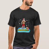 パドルボードハワイアンクリスマスサンタクロースメレ Tシャツ (正面)