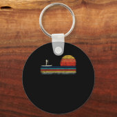 パドルボードパドルボードガールヴィンテージレトロサンセット キーホルダー (正面)