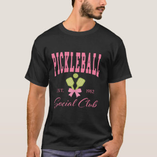 パドルボール選手コーケットピンクボウPickleba Tシャツ