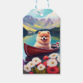 パドルポメラニア犬：風光明媚な冒険 ギフトタグ (正面)