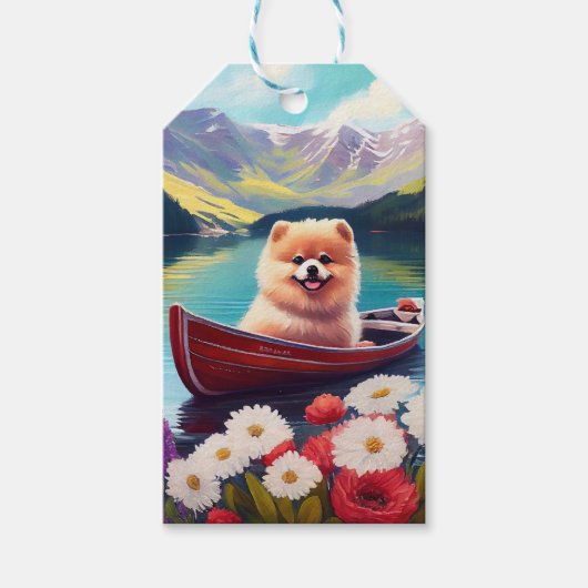 パドルポメラニア犬:風光明媚な冒険 ギフトタグ (正面)