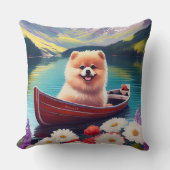 パドルポメラニア犬：風光明媚な冒険 クッション (正面)