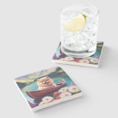 パドルポメラニア犬：風光明媚な冒険 ストーンコースター (横)