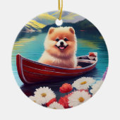 パドルポメラニア犬：風光明媚な冒険 セラミックオーナメント (正面)