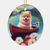 パドルポメラニア犬：風光明媚な冒険 セラミックオーナメント (左)