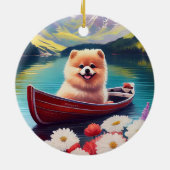 パドルポメラニア犬：風光明媚な冒険 セラミックオーナメント (裏面)