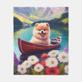 パドルポメラニア犬：風光明媚な冒険 フリースブランケット (正面)