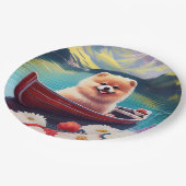 パドルポメラニア犬：風光明媚な冒険 ペーパープレート (アングル)