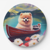 パドルポメラニア犬：風光明媚な冒険 ペーパープレート (正面)