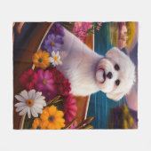 パドルマルチーズ:風光明媚な冒険 フリースブランケット (正面(横))