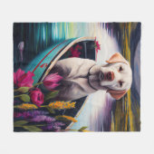 パドルラブラドール：風光明媚な冒険 フリースブランケット (正面(横))