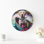 パドルラブラドール：風光明媚な冒険 ラージ壁時計 (ホーム)