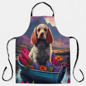 パドル上のコッカースパニエル犬：風光明媚な冒険 エプロン (正面)