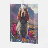 パドル上のコッカースパニエル犬：風光明媚な冒険 ガラスオーナメント (正面左)