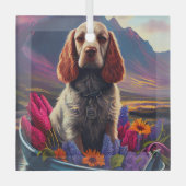 パドル上のコッカースパニエル犬：風光明媚な冒険 ガラスオーナメント (正面)