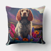 パドル上のコッカースパニエル犬:風光明媚な冒険 クッション (裏面)