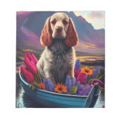 パドル上のコッカースパニエル犬：風光明媚な冒険 ノートパッド (正面)