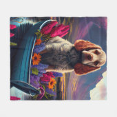 パドル上のコッカースパニエル犬：風光明媚な冒険 フリースブランケット (正面(横))