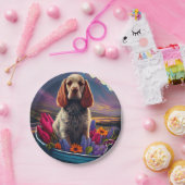 パドル上のコッカースパニエル犬:風光明媚な冒険 ペーパープレート (パーティー)