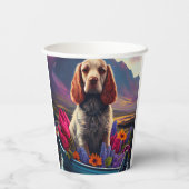 パドル上のコッカースパニエル犬：風光明媚な冒険 紙コップ (裏面)