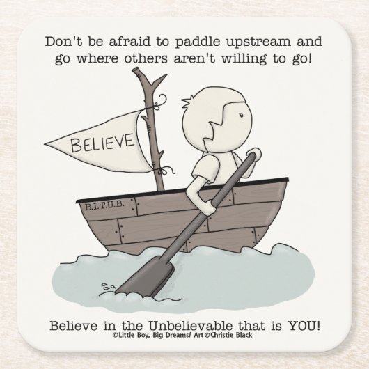 パドル上流 スクエアペーパーコースター (正面)