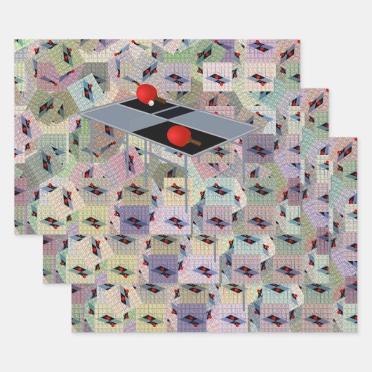 パドル付き卓球用テーブル，ギフトラップシート， ラッピングペーパーシート (セット)