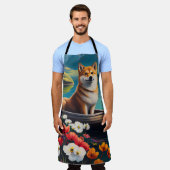 パドル柴犬:風光明媚な冒険 エプロン (着用した状態)