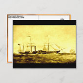 『パドル汽船』（1840年） ポストカード (正面/裏面)
