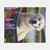 パドル素晴らしにピレネーを描く：風光明媚な冒険 フリースブランケット (正面(横))