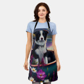 パドル縁どにコリーを乗せる絶景の冒険 エプロン (着用した状態)