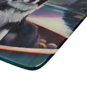 パドル縁どにコリーを乗せる絶景の冒険 カッティングボード (角)