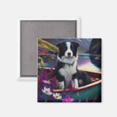 パドル縁どにコリーを乗せる絶景の冒険 マグネット (正面/裏面)