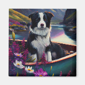 パドル縁どにコリーを乗せる絶景の冒険 マグネット (正面)