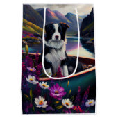 パドル縁どにコリーを乗せる絶景の冒険 ミディアムペーパーバッグ (裏面)