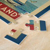 パドレアイランドシルボートヴィンテージトラベルテキサス州 ジグソーパズル (側面)