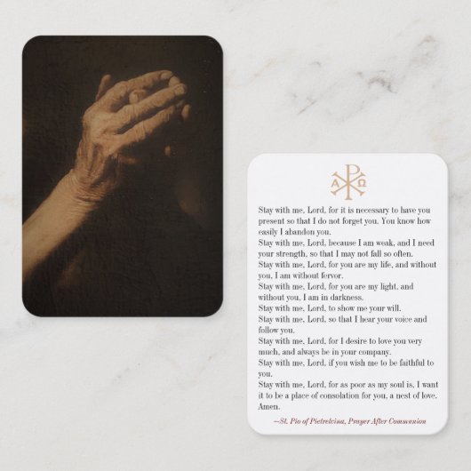 パドレピオ祈りの言葉アフターコミュニオン祈りの言葉カード 名刺 (正面/裏面)