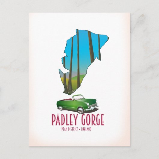 パドレージュピーク地区イングランドの地図 ポストカード (正面)