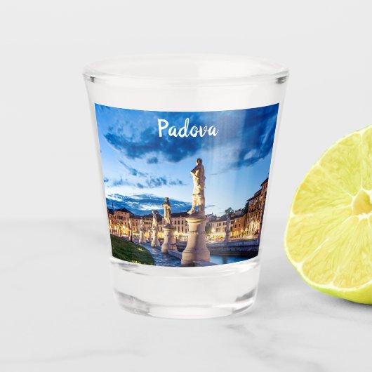 パドヴァのライトアップされた像の列 ショットグラス (正面)