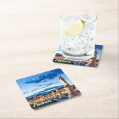 パドヴァのライトアップされた像の列 スクエアペーパーコースター (インサイチュ)