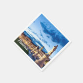 パドヴァのライトアップされた像の列 スタンダードカクテルナプキン (角)