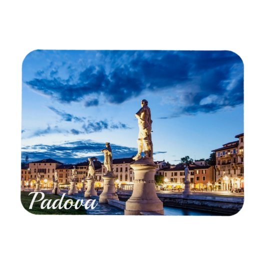 パドヴァのライトアップされた像の列 マグネット (横)