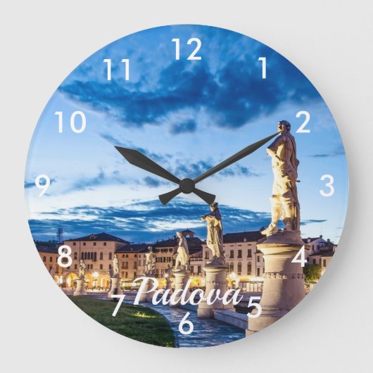 パドヴァのライトアップされた像の列 ラージ壁時計 (正面)