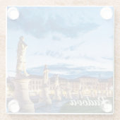 パドヴァのライトアップされた彫像の列 ガラスコースター (裏面)