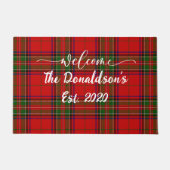 パナカスタマイズスクランスチュワートタータンチェックウェルカムホーム ドアマット (正面)