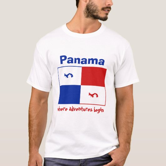 パナマのバナー+地図+テキストTシャツ Tシャツ (正面)