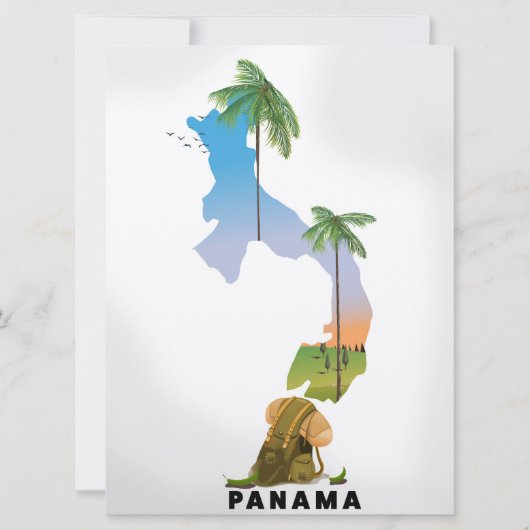 パナマの地図 イラスト旅行ポスター印刷 招待状 (正面)