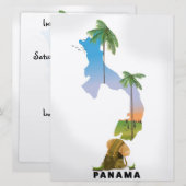 パナマの地図 イラスト旅行ポスター印刷 招待状 (正面/裏面)