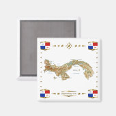 パナマの地図+バナー磁石 マグネット (正面/裏面)