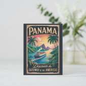 パナマの風景イラスト旅行アートビンテージ ポストカード (スタンド正面)