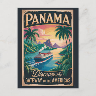 パナマの風景イラスト旅行アートビンテージ ポストカード